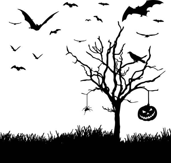 landscape bats spider pumpkin  svg vector cut file