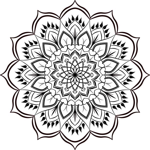 mandala pattern flower black white  svg vector cut file