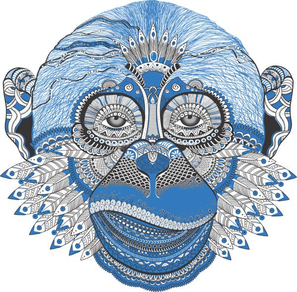 monkey mandala artwork art  svg vector cut file
