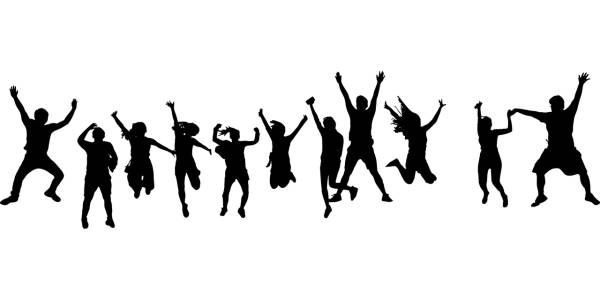 people jump silhouette group male  svg vector cut file