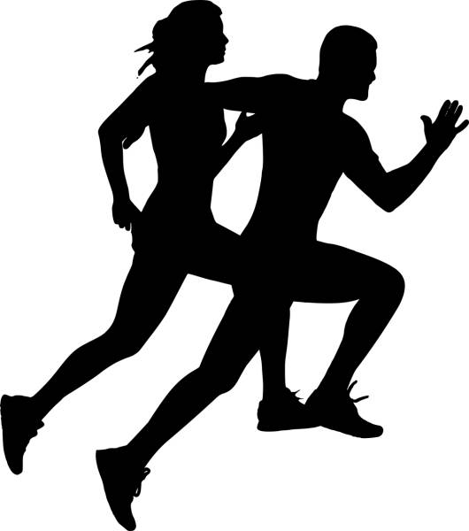 silhouette runner woman man run  svg vector cut file