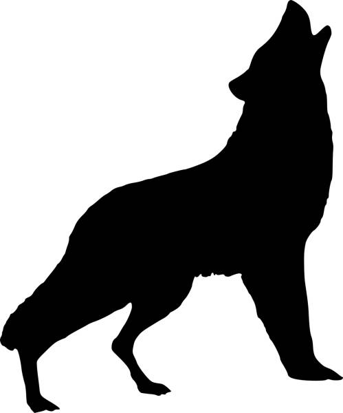 silhouette wolf howling art wild  svg vector cut file