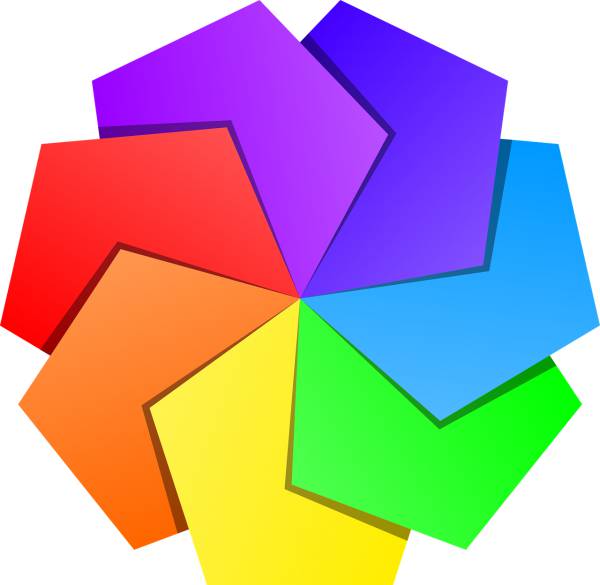 star pentagons rainbow colors  svg vector cut file